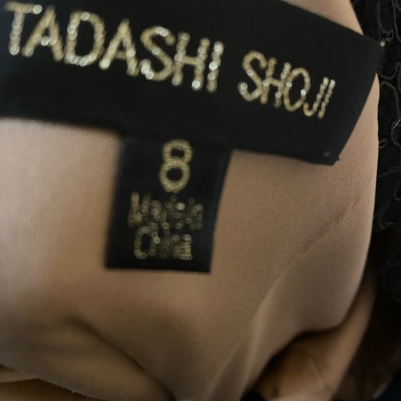 Tadashi Shoji ZURI DRESS Black Floral Embroidered Lace Illusion Neckline Dress 8 - Picture 4 of 15